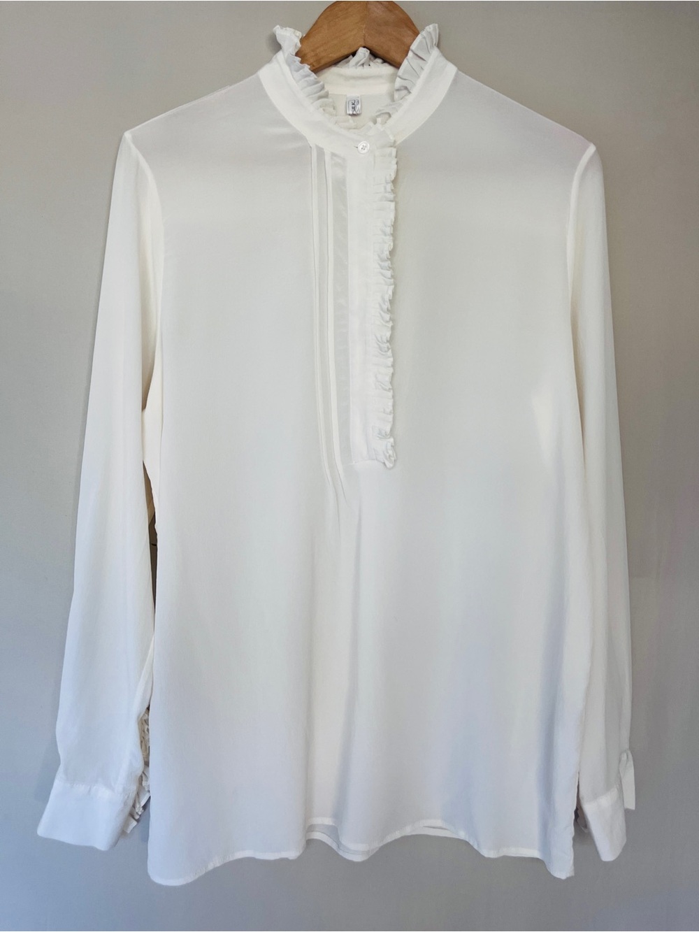 Lily White Ruffle Placket Blouse - Women's Top